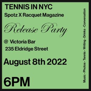 Spotz and Racquet release party promotion poster
