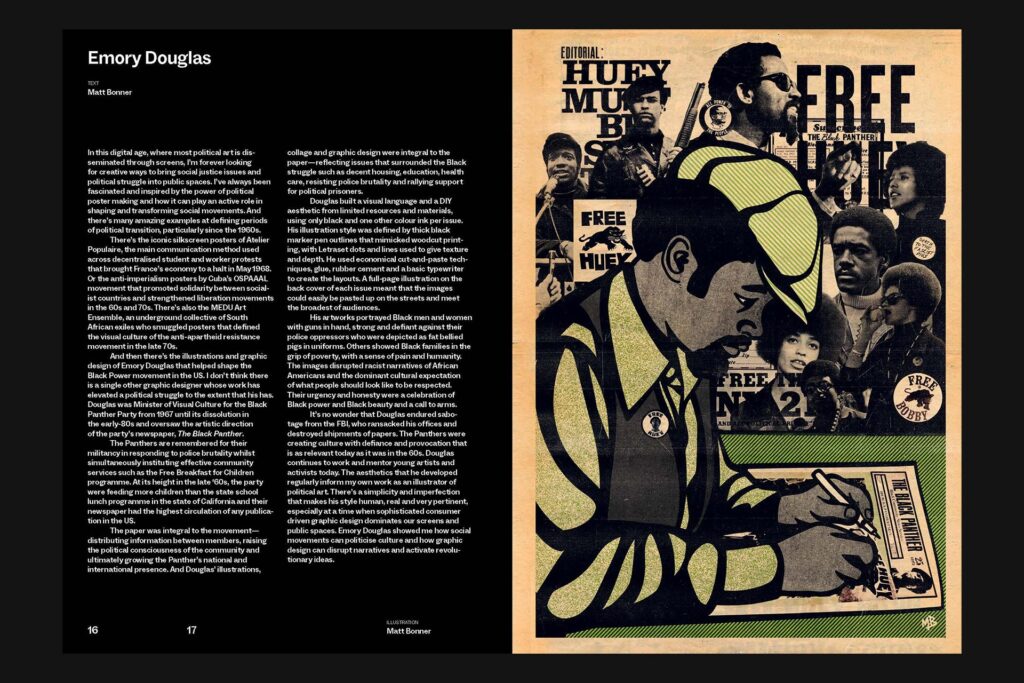 Left Cultures issue one spread featuring Emory Douglas