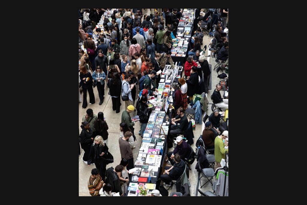 Offprint London 2023 customers with vendors birdseye view